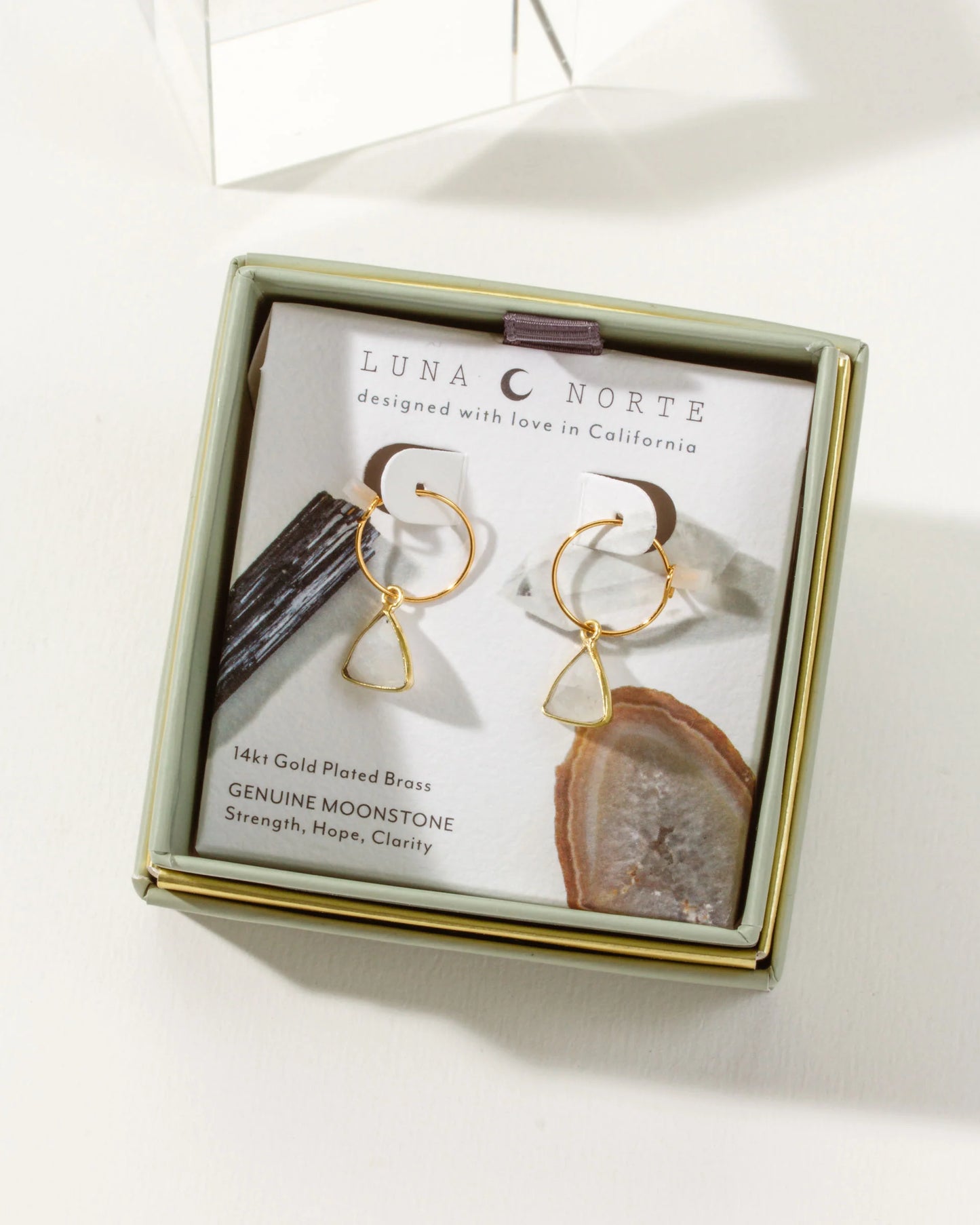 Bermuda Triangle Mini Hoops Earrings - Moonstone