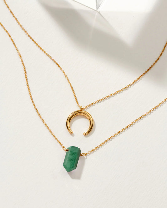 Gemstone Point Necklace Set- Emerald