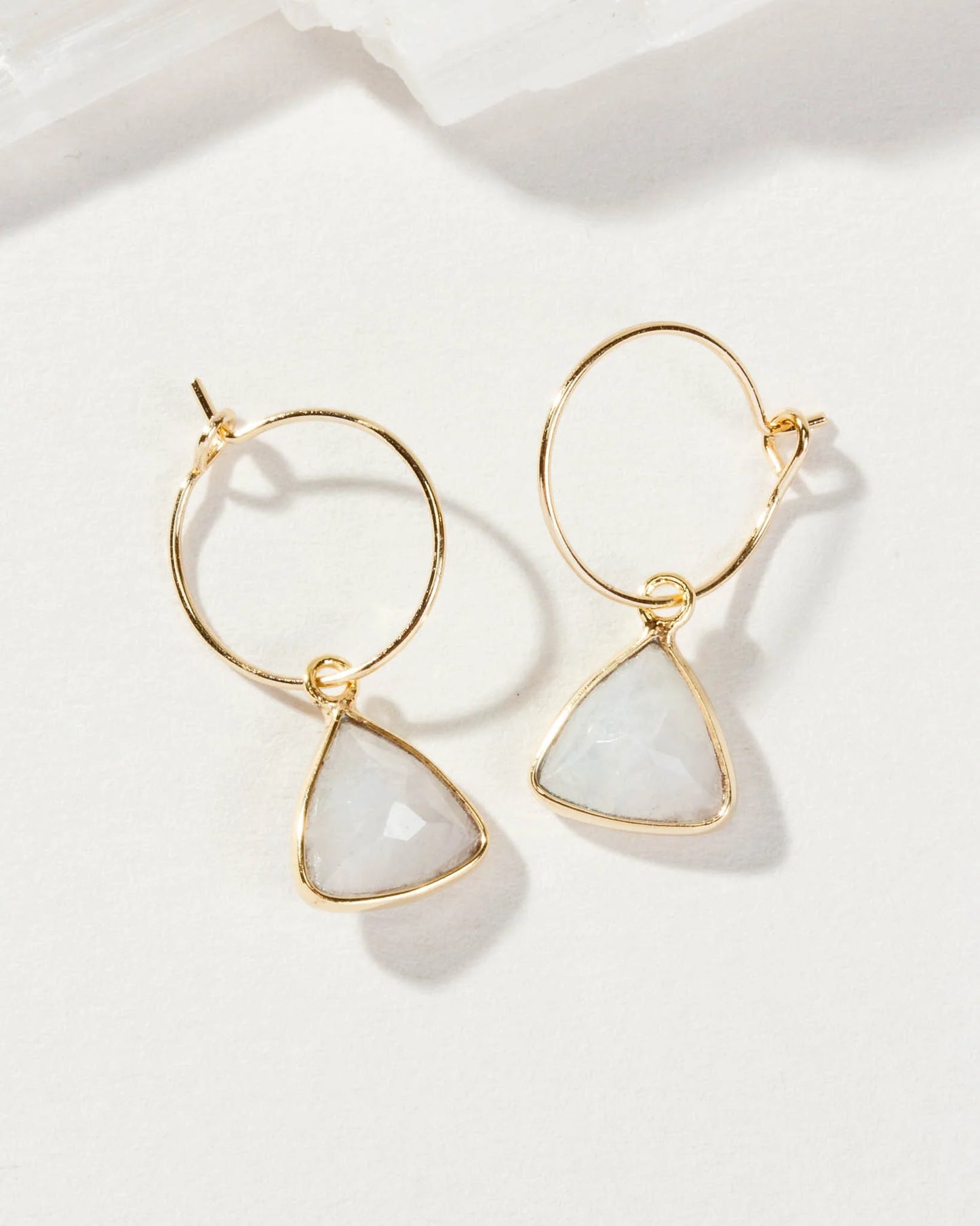 Bermuda Triangle Mini Hoops Earrings - Moonstone