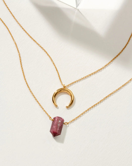 Gemstone Point Necklace Set- Ruby