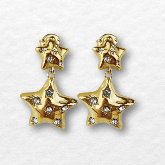 Stella Gold Star Drop Dangle Earrings